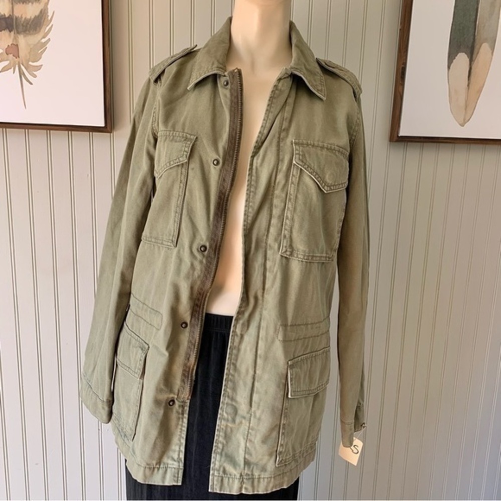 Ecote Woman’s Urban Military Cargo Canvas Utility Green Jacket Size XS
